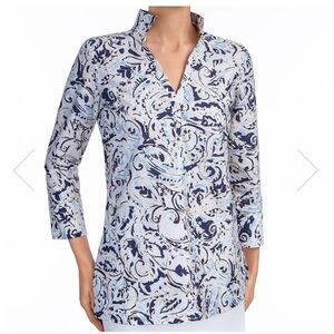 Leggiadro Polo Collar Paisley Splash tunic -- Retail $495